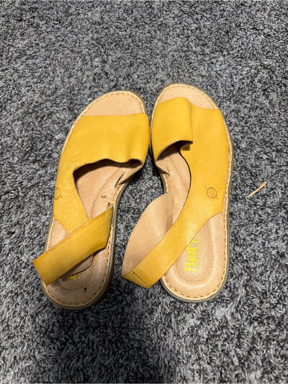 Born Yellow Leather Slide Sandals Comfort Boho Summer Shoes